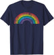 Rainbow Vintage Retro 80's Style Gift Men Women Gift T-Shirt - T-Shirt | Navy