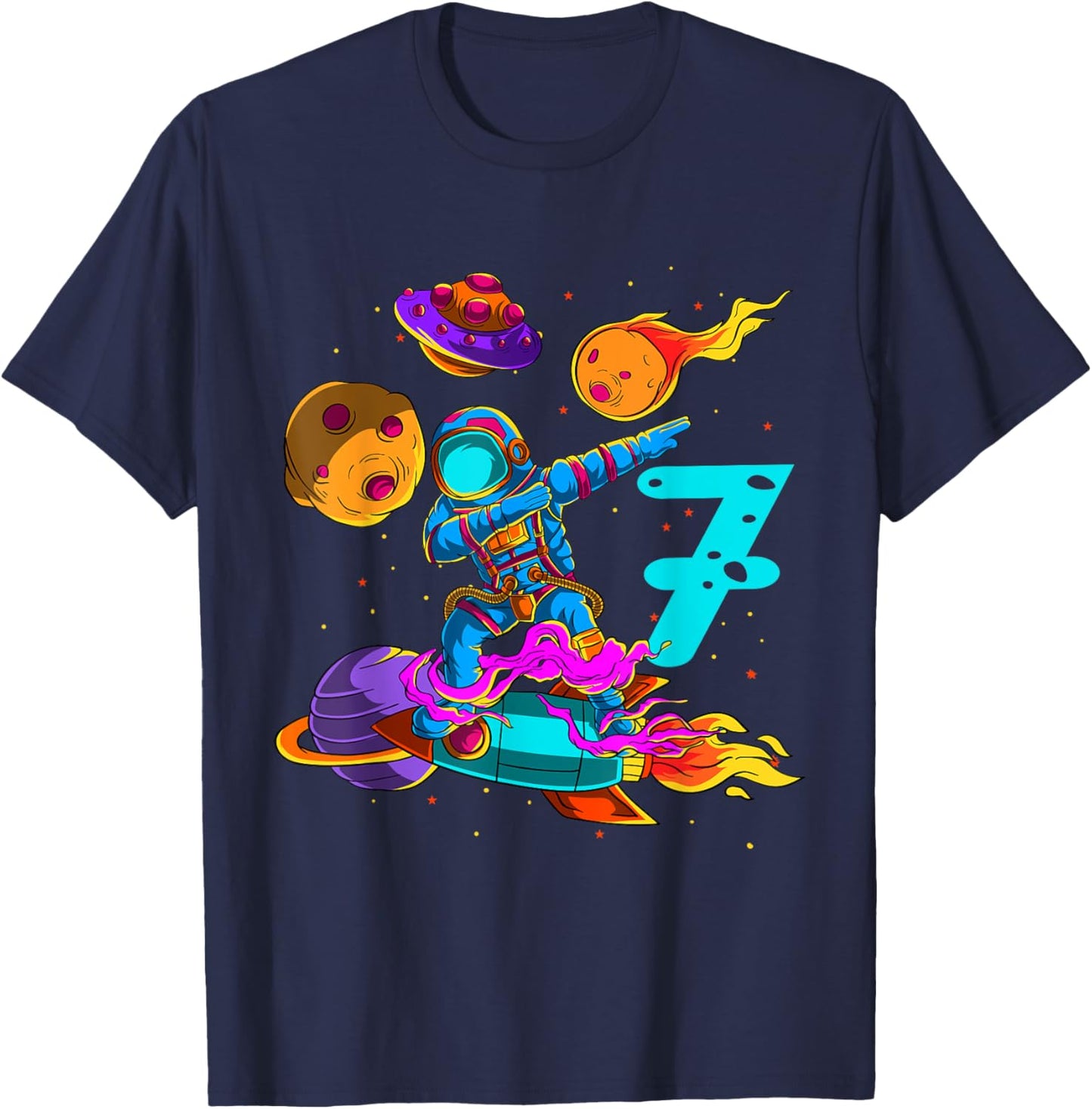 7 years Birthday Boy Astronaut 7th Birthday Boys Astronaut T-Shirt - T-Shirt | Navy