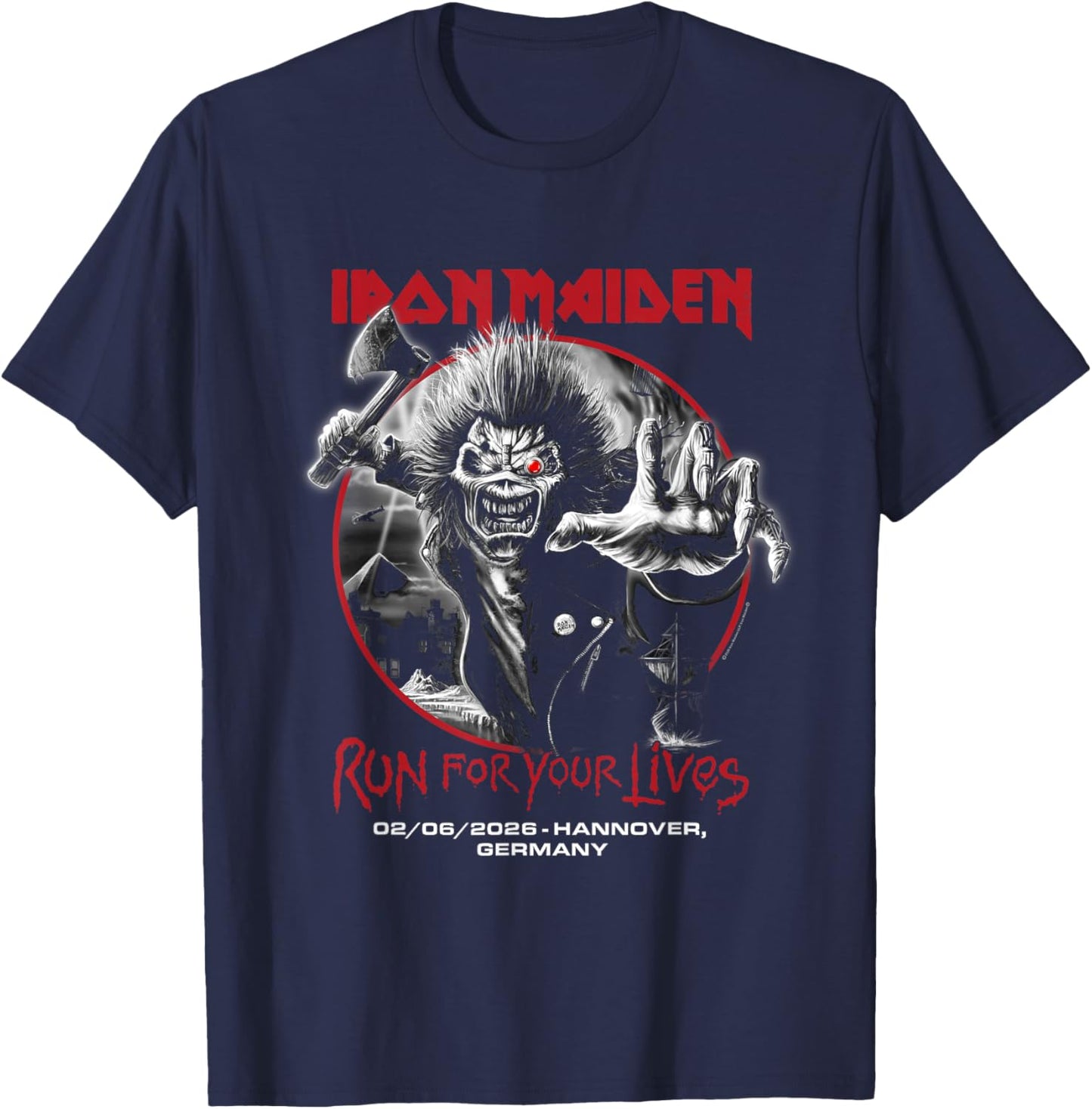 Iron Maiden Run for Your Lives Tour 2026 Hannover T-Shirt - T-Shirt | Navy