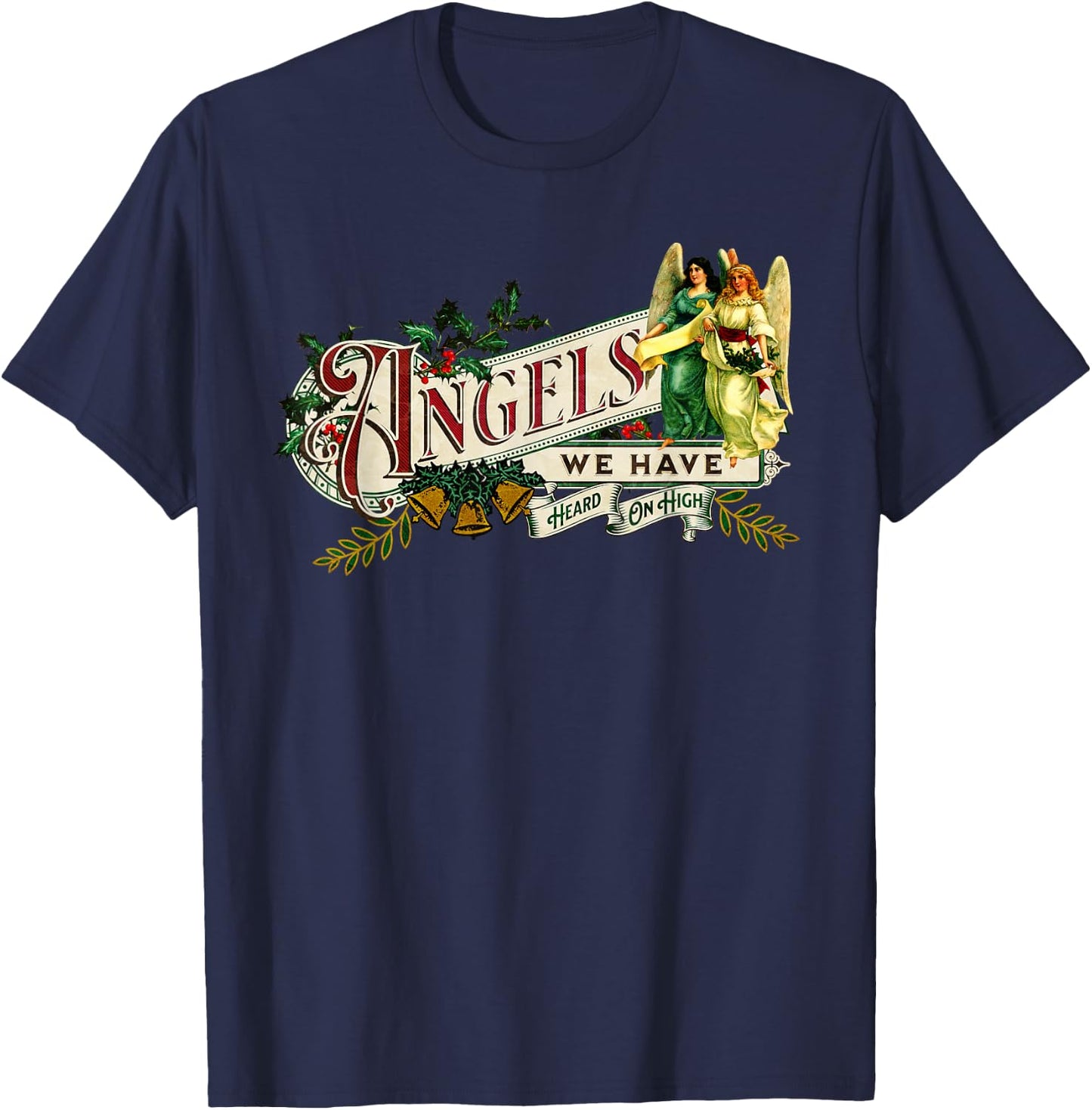 Angels We Have Heard On High Victorian Christmas Carol Music T-Shirt - T-Shirt | Navy
