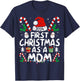 First Christmas As A Mom 2024 Family Matching 1st New Mom T-Shirt - T-Shirt | Navy