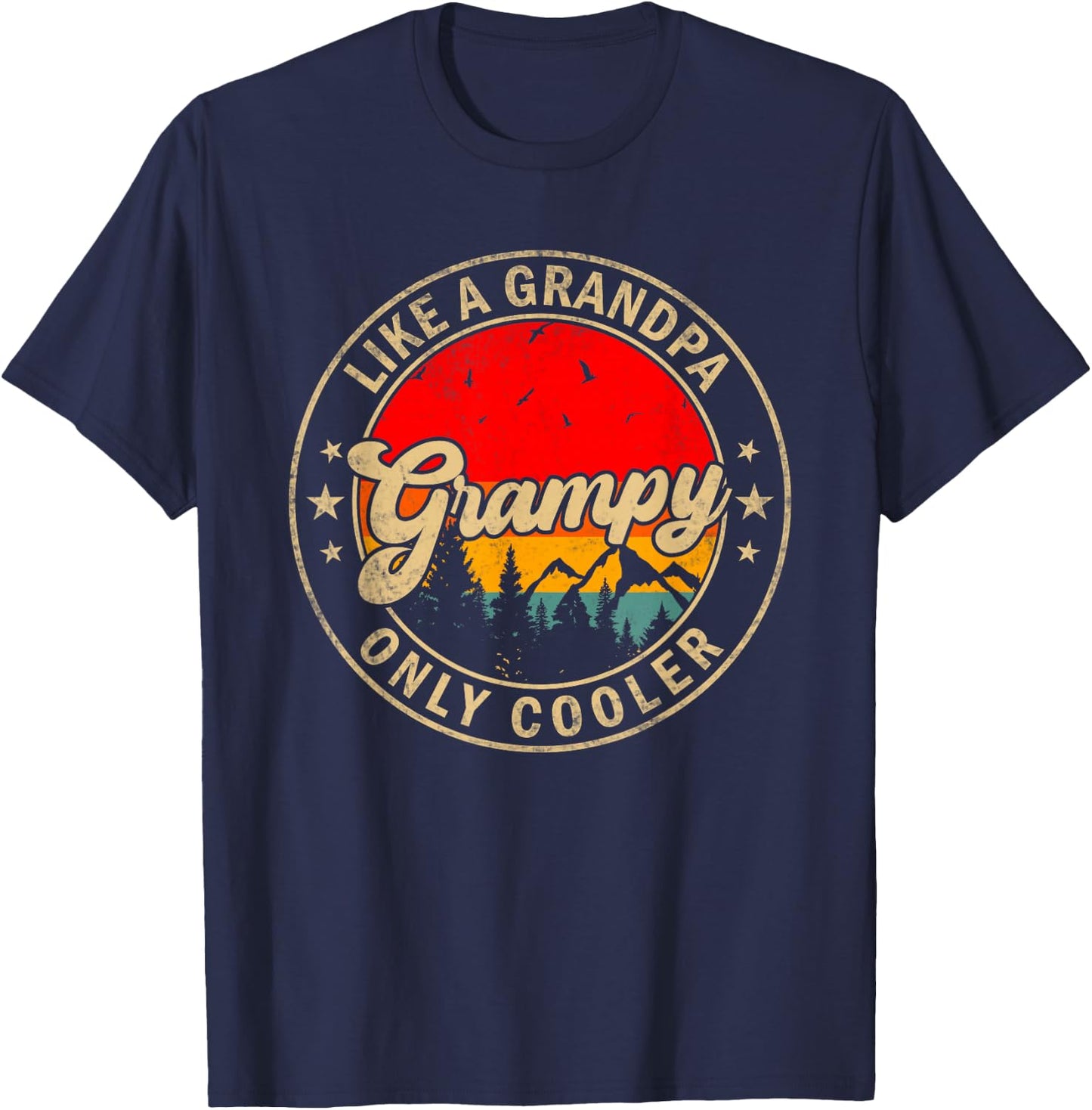 Grampy Like A Grandpa Only Cooler Funny Papa Grandpa T-Shirt - T-Shirt | Navy