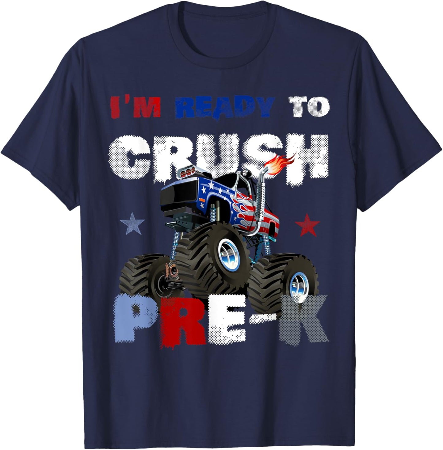 First Day of PRE-K Monster Truck Back to School Boys Gift T-Shirt - T-Shirt | Navy