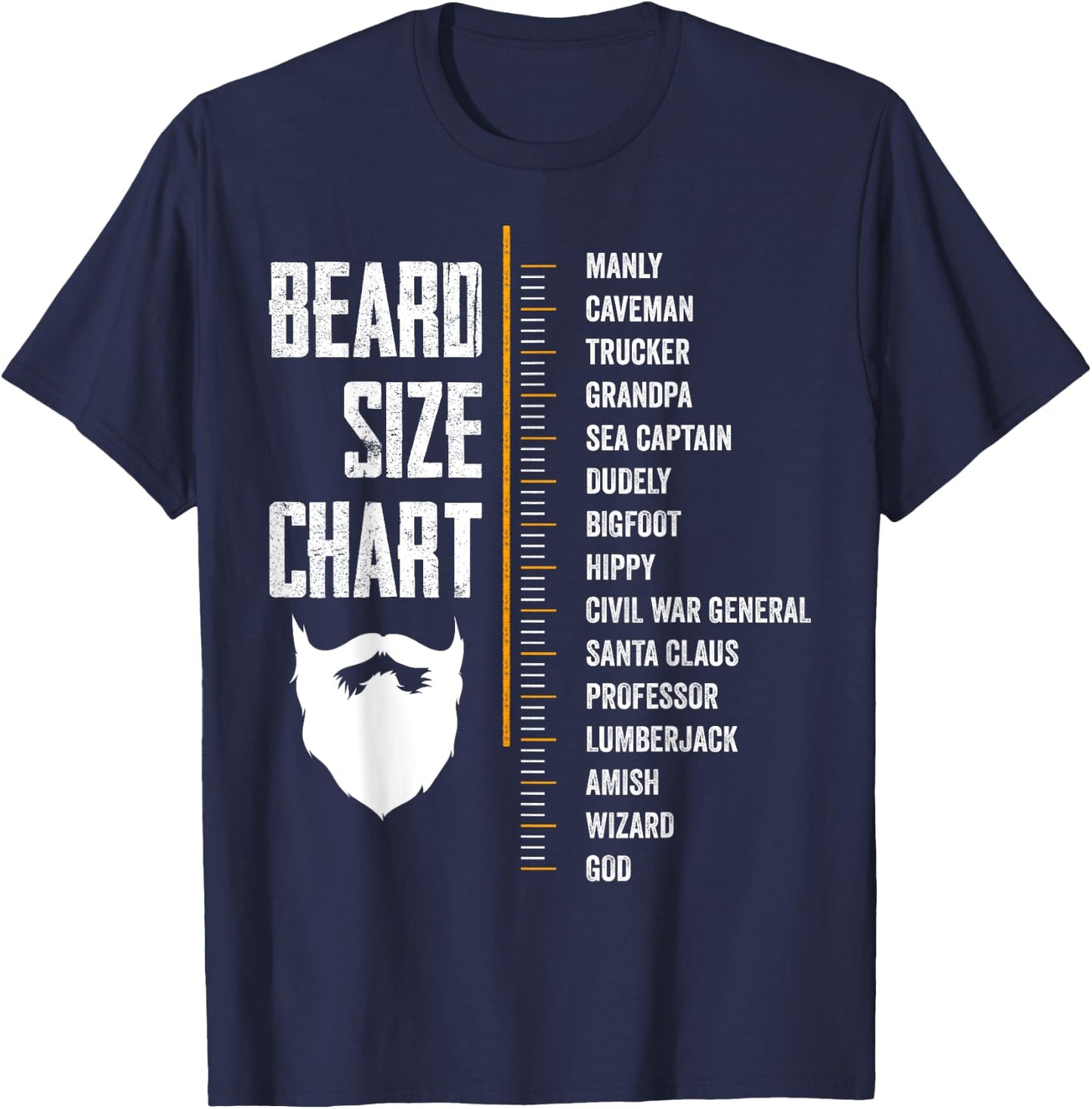 Beard Measurement Chart Beard Length Funny Growth Chart T-Shirt - T-Shirt | Navy