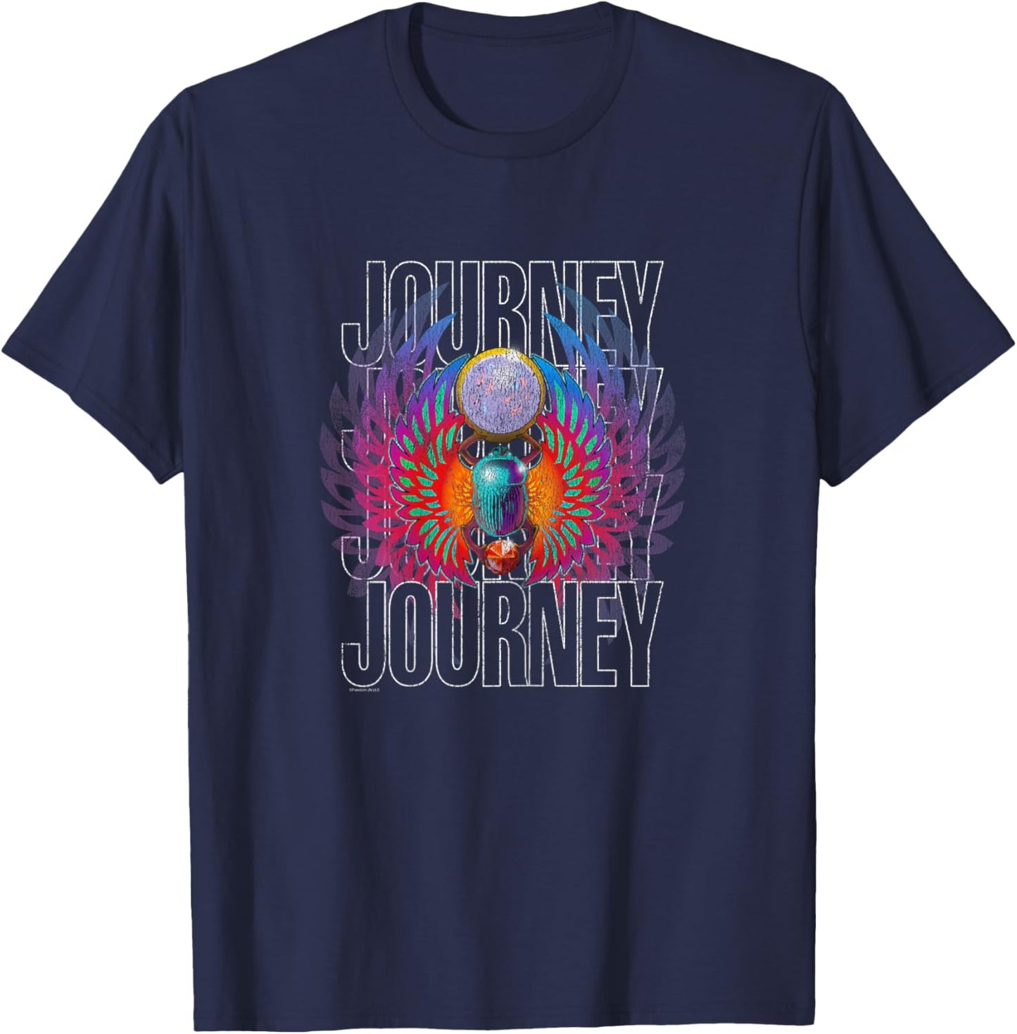 Journey Infinity Wings Vivid Scarab Vintage Band T-Shirt - T-Shirt | Navy