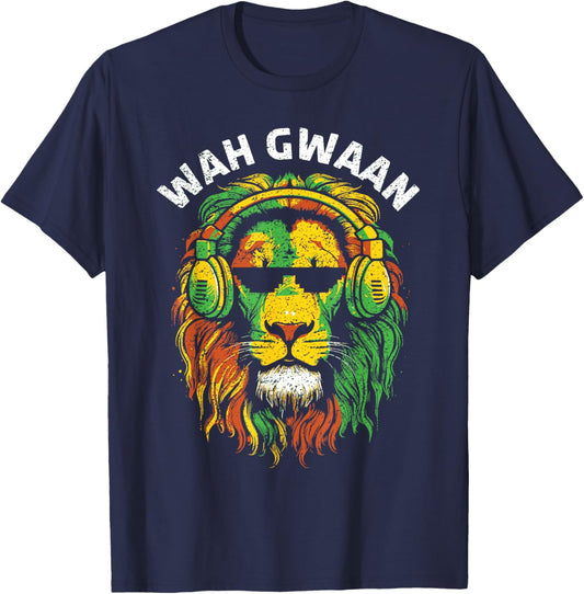 Wah Gwaan Jamaican Reggae Rasta Colors Funny Jamaica T-Shirt - T-Shirt | Navy