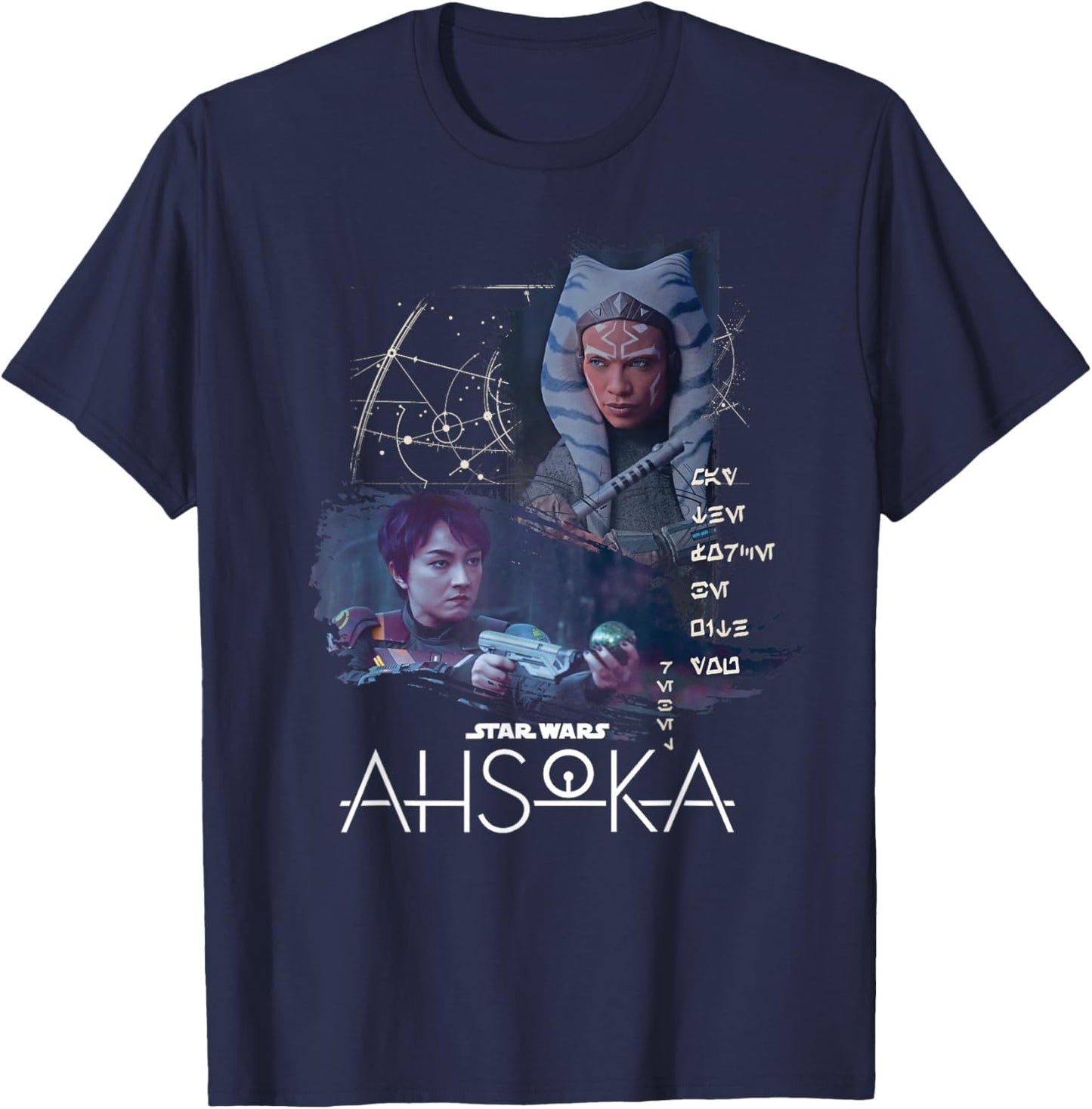 Star Wars Ahsoka Part Four Sabine Rebel Aurebesh Disney+ T-Shirt - T-Shirt | Navy