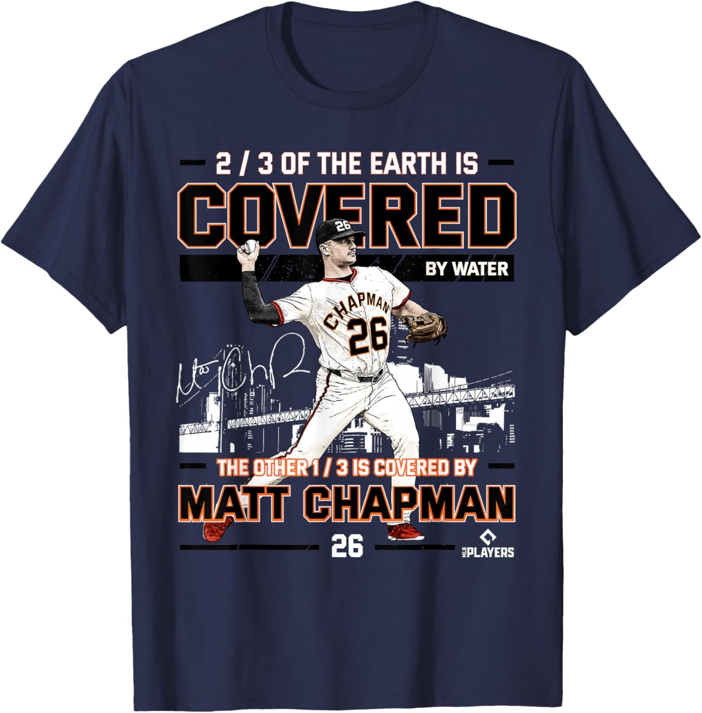 Covered Matt Chapman San Francisco Baseball MLBPA T-Shirt - T-Shirt | Navy