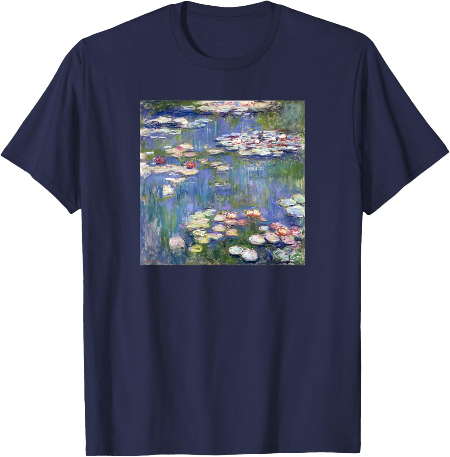 Monet's Water Lilies Modern Art Impressionism Painting Cover T-Shirt - T-Shirt | Navy