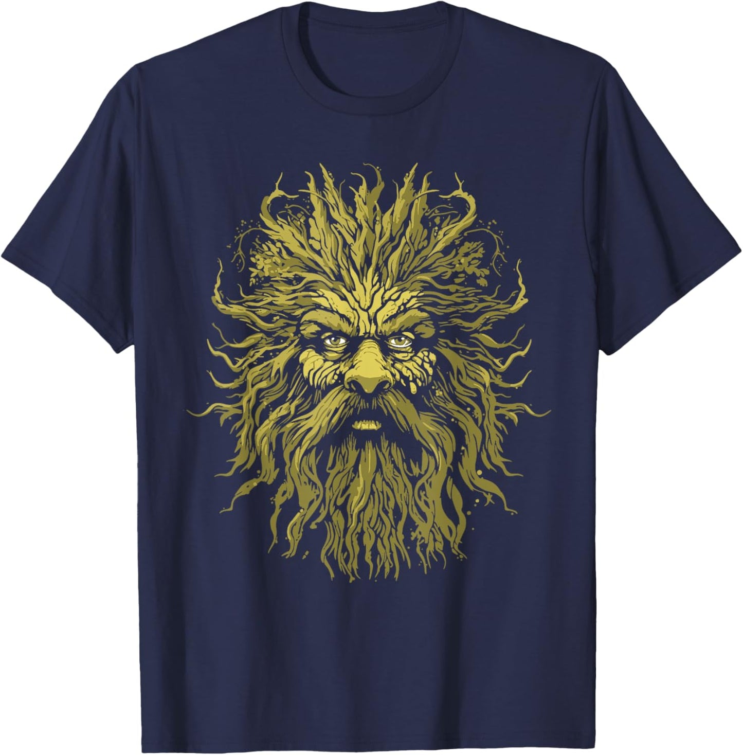 Sasquatch Nature Tree Beard Man T-Shirt - T-Shirt | Navy