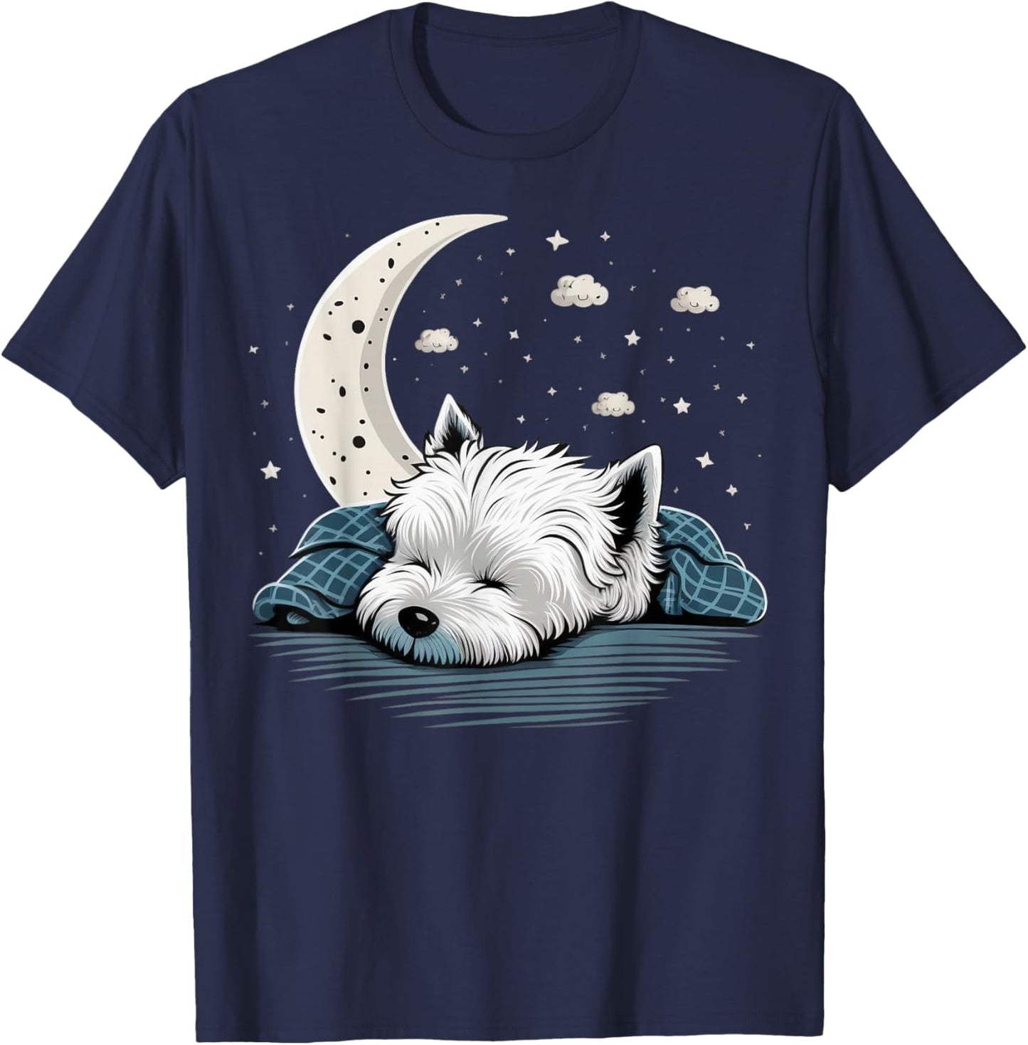 Napping Westie pajama West Highland White Terrier Sleeping T-Shirt - T-Shirt | Navy