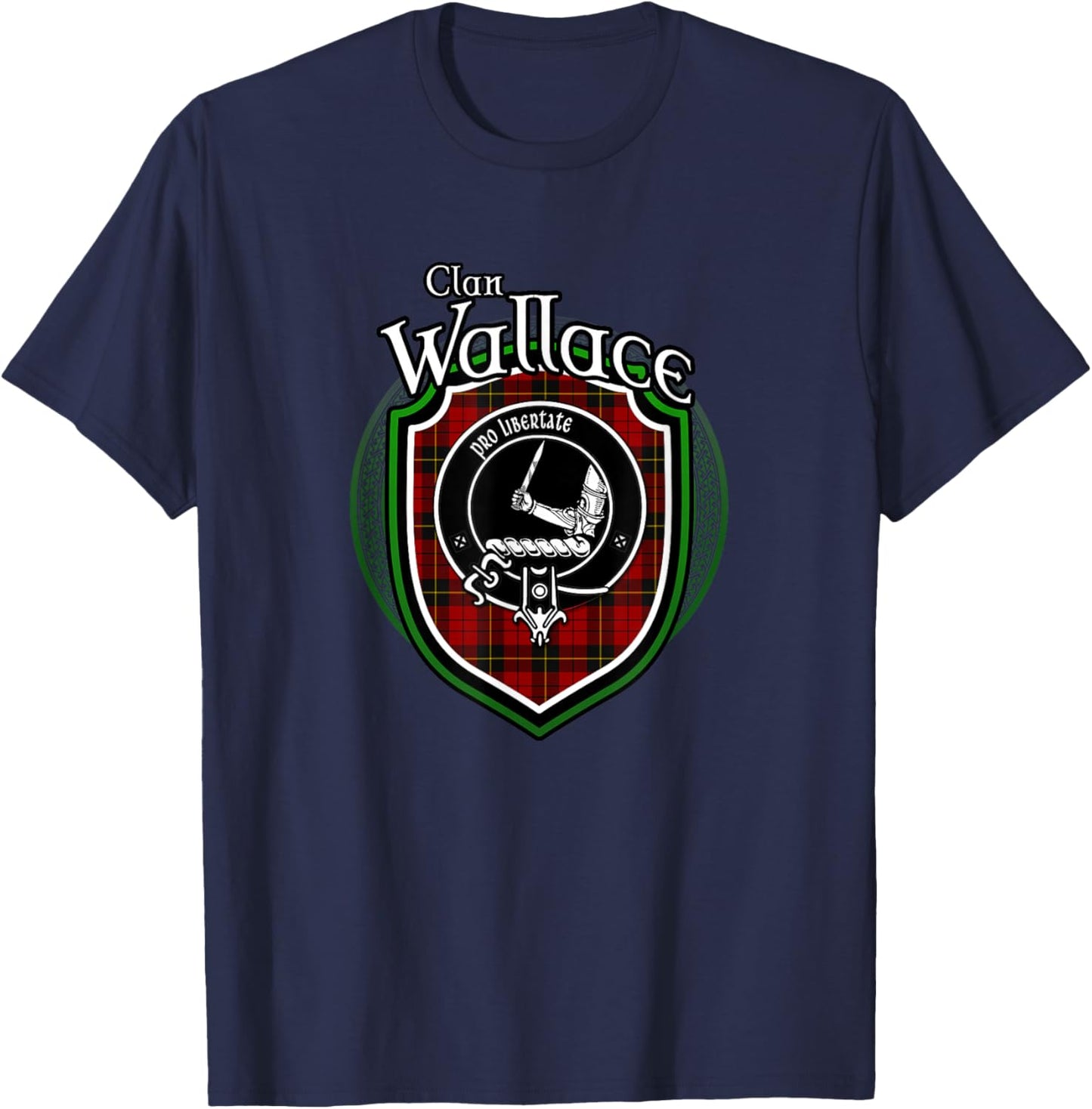 Wallace Clan Wappen | Schottischer Clan Wallace Familienabzeichen T-Shirt - T-Shirt | Navy