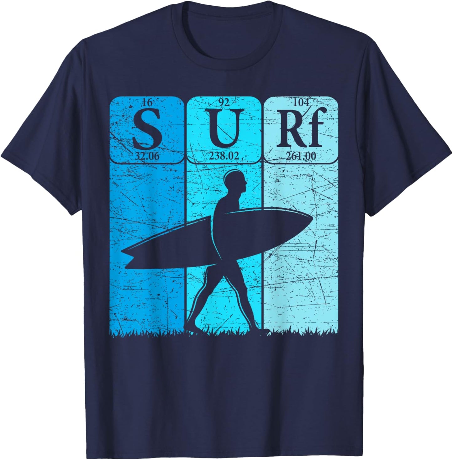 Surf Periodic Table Elements Surfing Surfboard Vintage T-Shirt - T-Shirt | Navy
