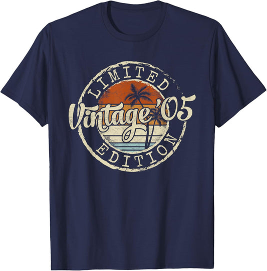 Vintage 2005 20th Birthday Gifts Women 20 Year Old T-Shirt - T-Shirt | Navy