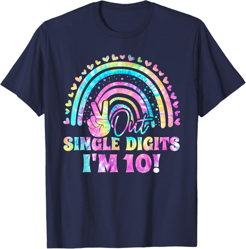 Peace Out Single Digits I'm 10 Tie Dye Birthday Girl