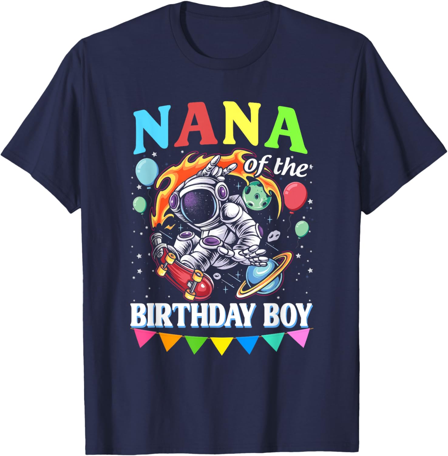 Nana of The Birthday Boy Astronaut Family Space Planets T-Shirt - T-Shirt | Navy