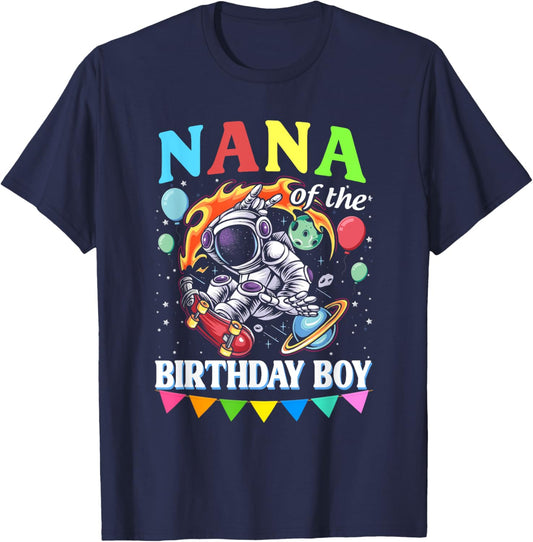 Nana of The Birthday Boy Astronaut Family Space Planets T-Shirt - T-Shirt | Navy