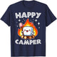 Happy Marshmallow Camper Cute Kids Girls Camp Camping Smores T-Shirt - T-Shirt | Navy