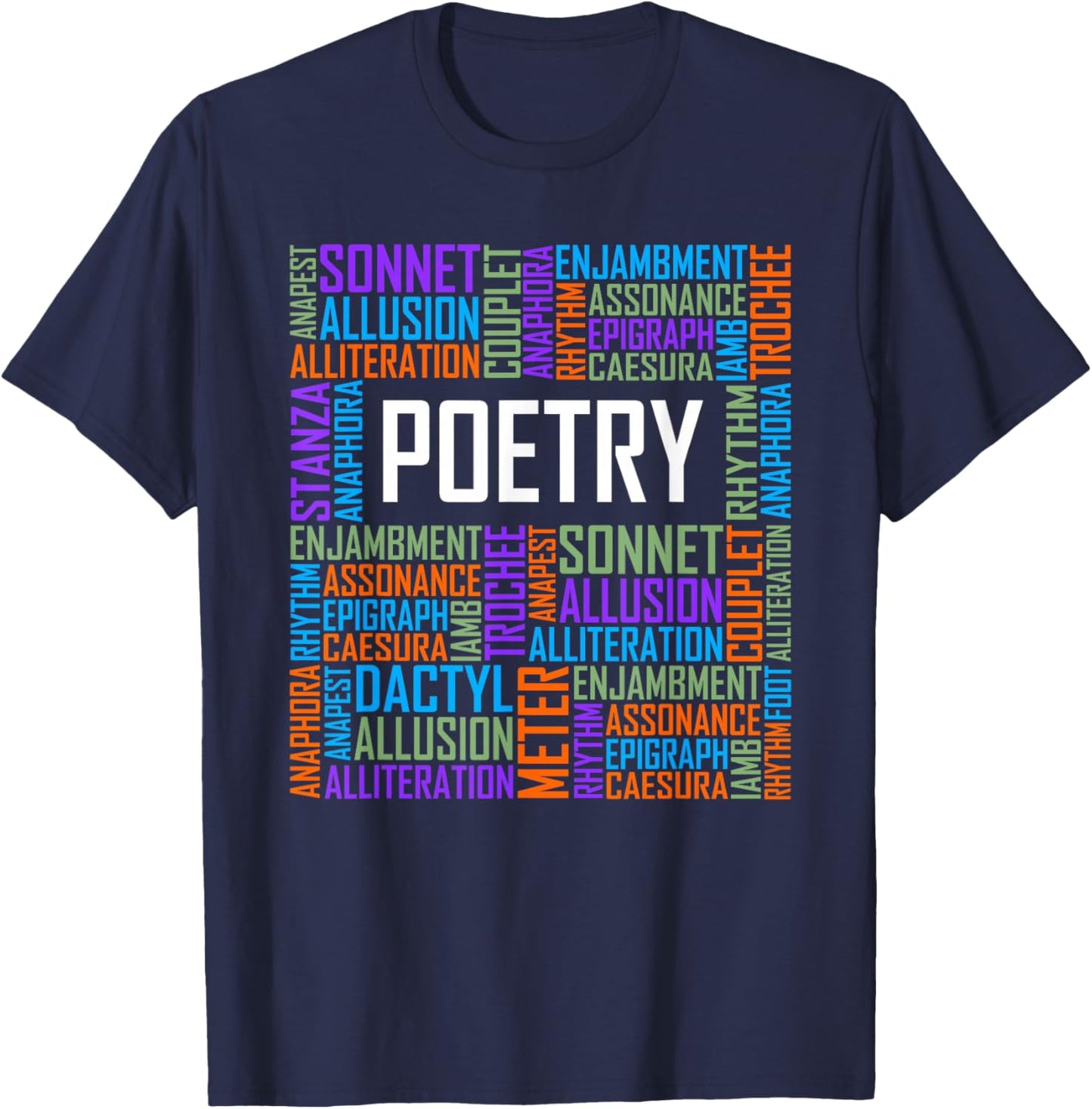 Poetry Words Lover Gift Poetry Writer Gifts T-Shirt - T-Shirt | Navy