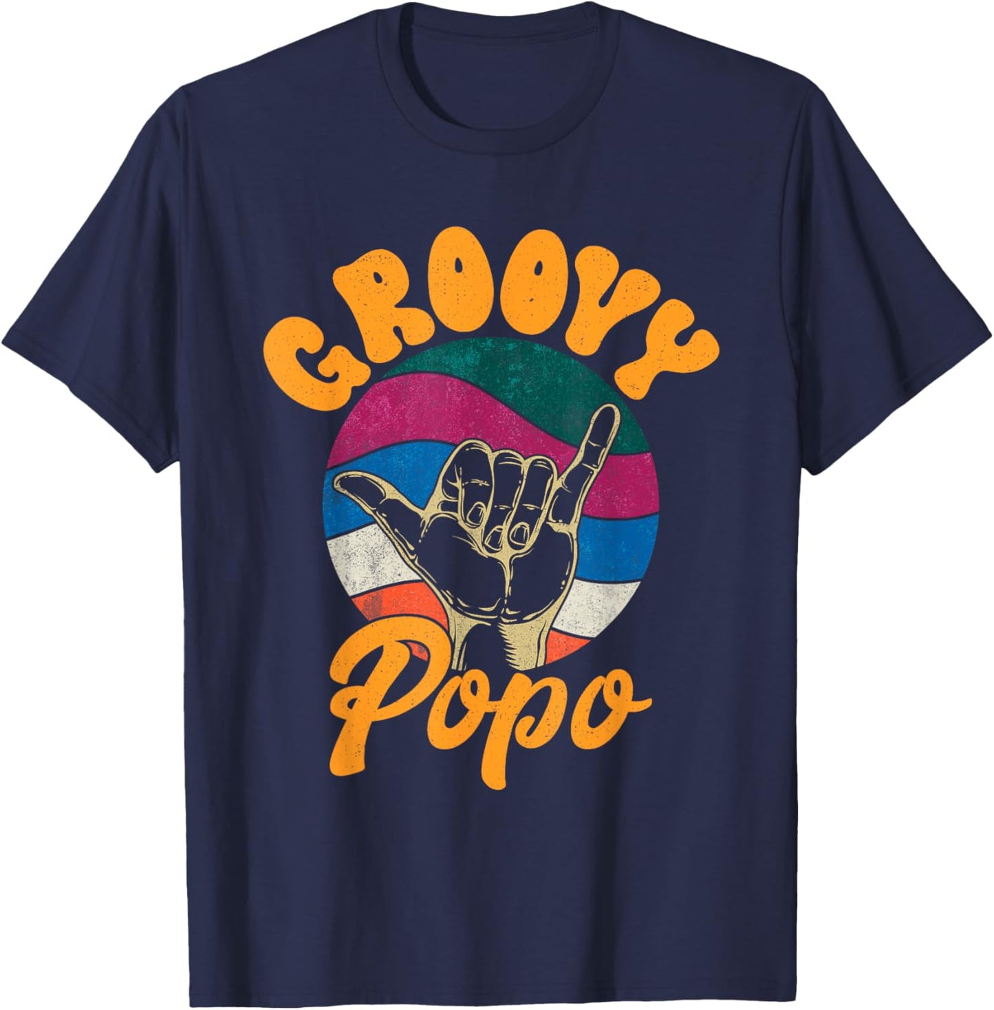 Vintage Father's Day Dad Grandpa Retro Groovy Popo Men T-Shirt - T-Shirt | Navy