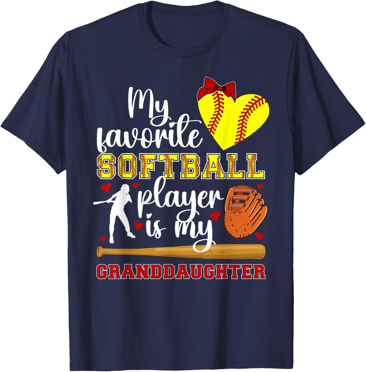 Softball Grandma Proud Softball Player Grandmother T-Shirt - T-Shirt | Navy