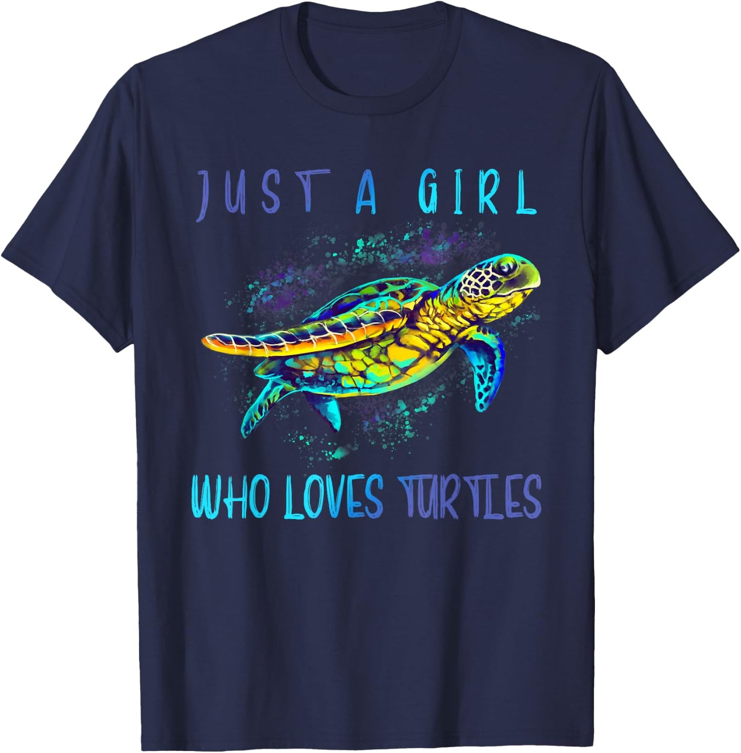 Funny Turtle Watercolor Sea Ocean Art Lovers Girl Outfit T-Shirt - T-Shirt | Navy
