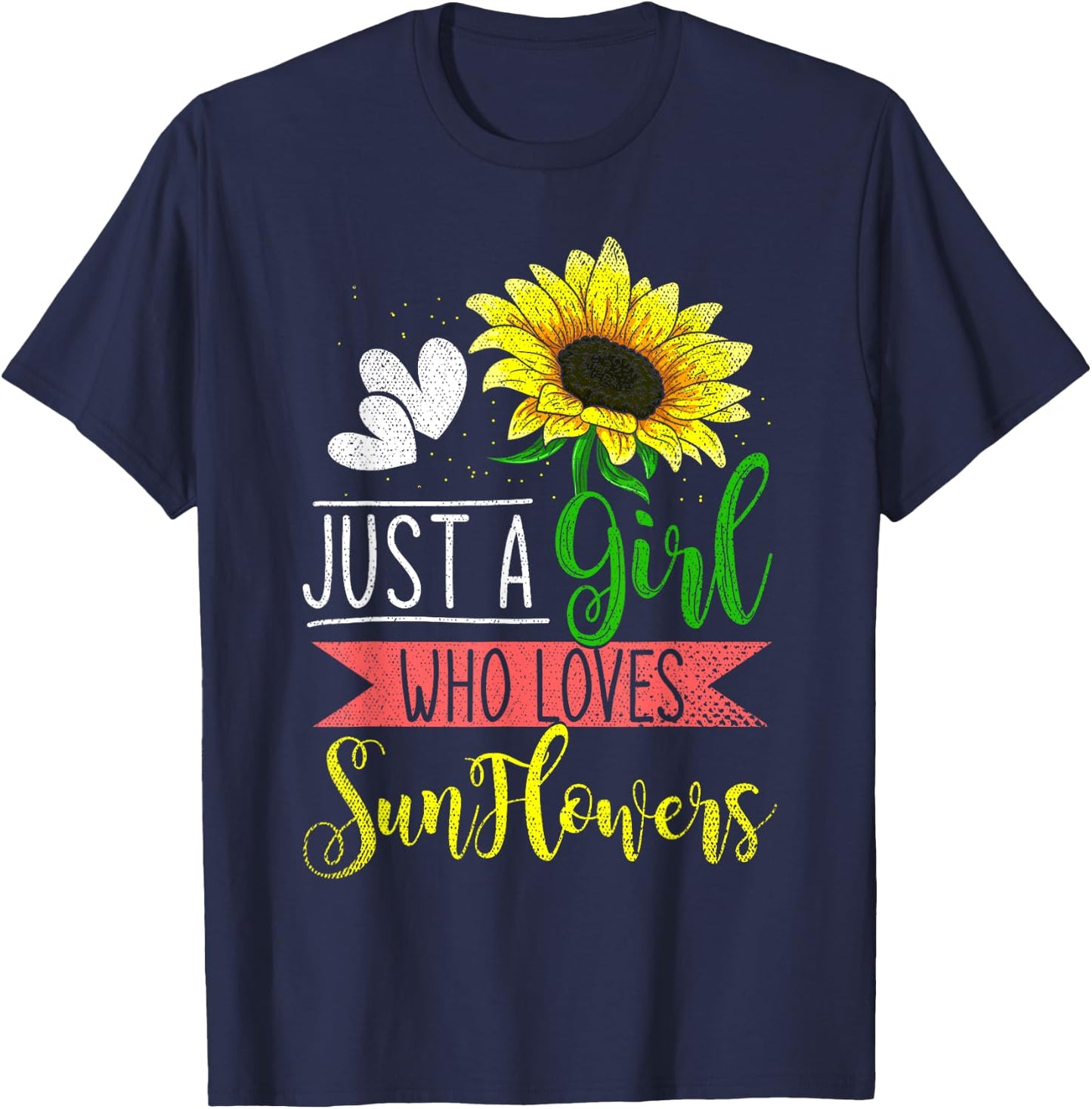 Floral Blossom Women Just A Girl Who Loves Sunflowers T-Shirt - T-Shirt | Navy