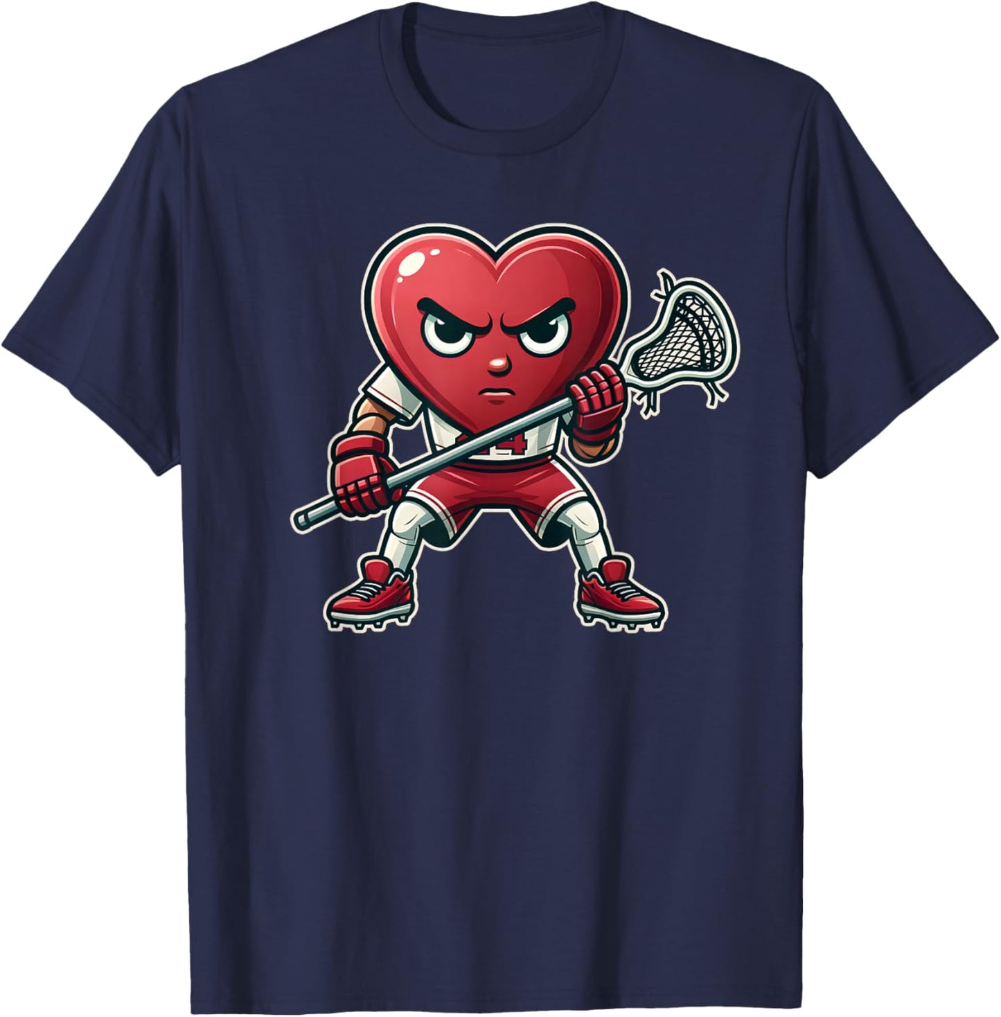 Valentine's Day Heart Lacrosse Team Player , Small T-Shirt - T-Shirt | Navy