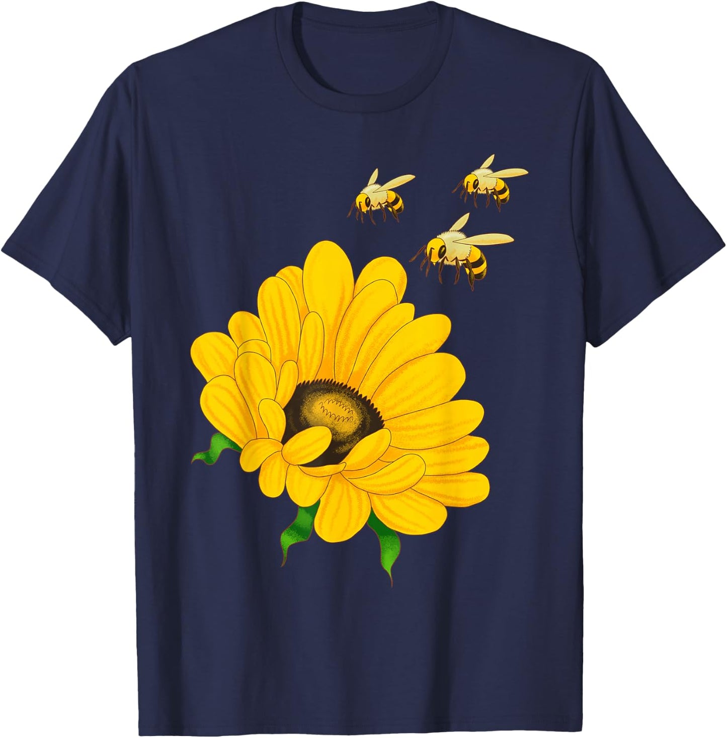 Sunflower Bees Retro Nature Summer Flower Beekeepers Gift T-Shirt - T-Shirt | Navy