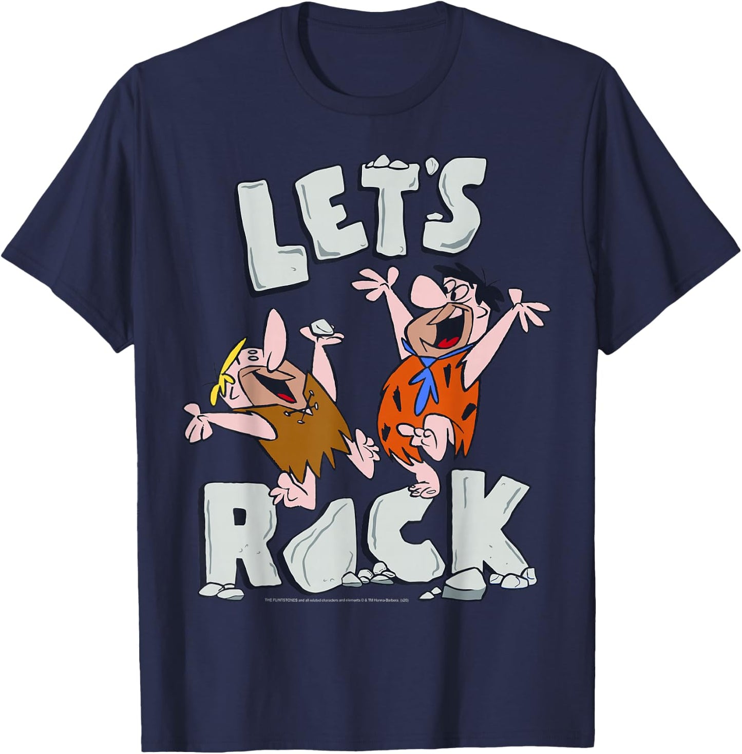 The Flintstones Fred and Barney Let's Rock Small T-Shirt - T-Shirt | Navy