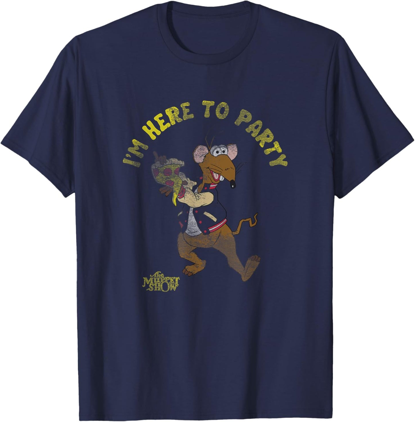 Disney The Muppets Show I'm Here To Party Rizzo Retro Poster T-Shirt - T-Shirt | Navy