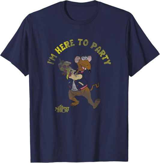 Disney The Muppets Show I'm Here To Party Rizzo Retro Poster T-Shirt - T-Shirt | Navy