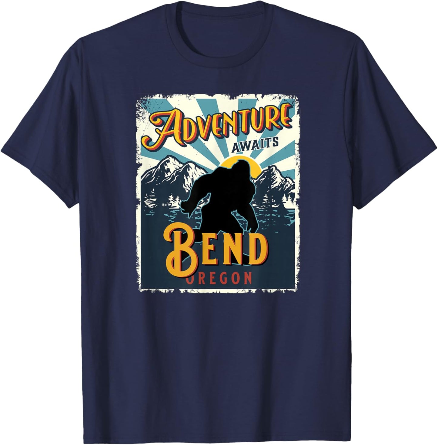 Bend Oregon USA Sasquatch Big Foot Bigfoot Souvenir T-Shirt - T-Shirt | Navy
