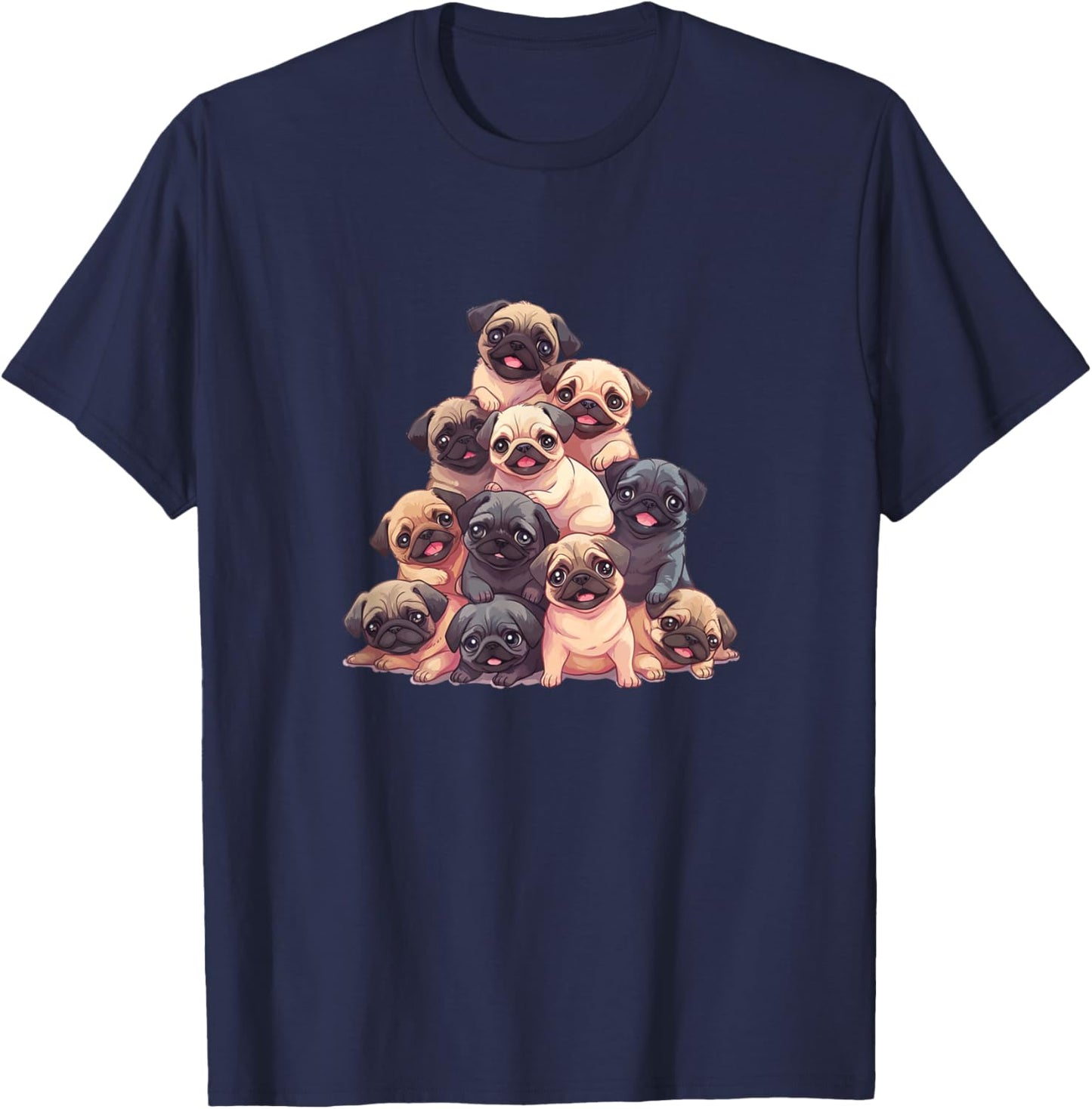 Cute Kawaii Pug Boys Girls Kids T-Shirt - T-Shirt | Navy