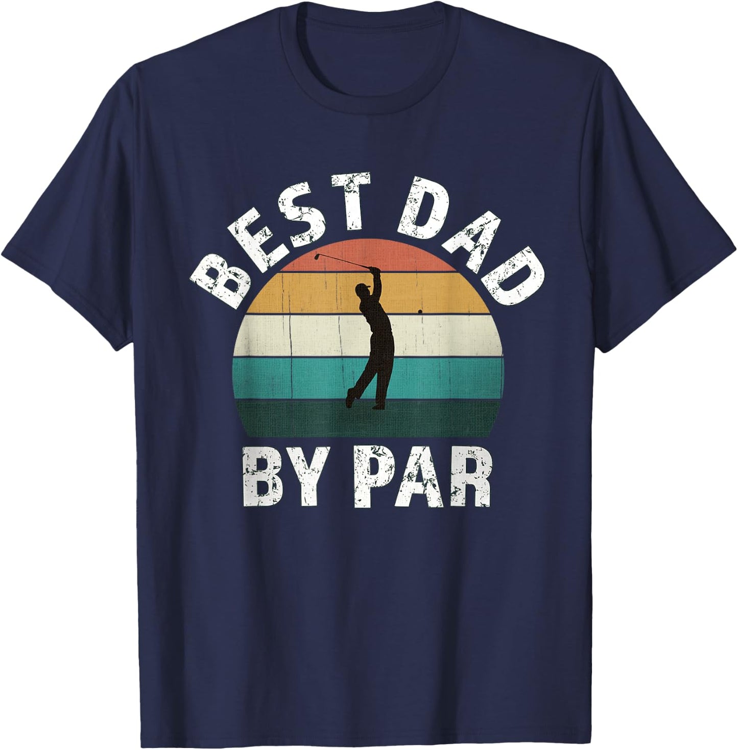 Retro Golfer Dad: Fun Vintage Sunset Father Playing Golf Pun T-Shirt - T-Shirt | Navy