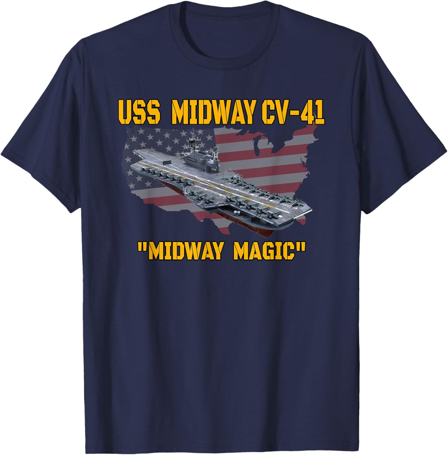 Aircraft Carrier USS Midway Veterans Day Fathers Day Grandpa T-Shirt - T-Shirt | Navy