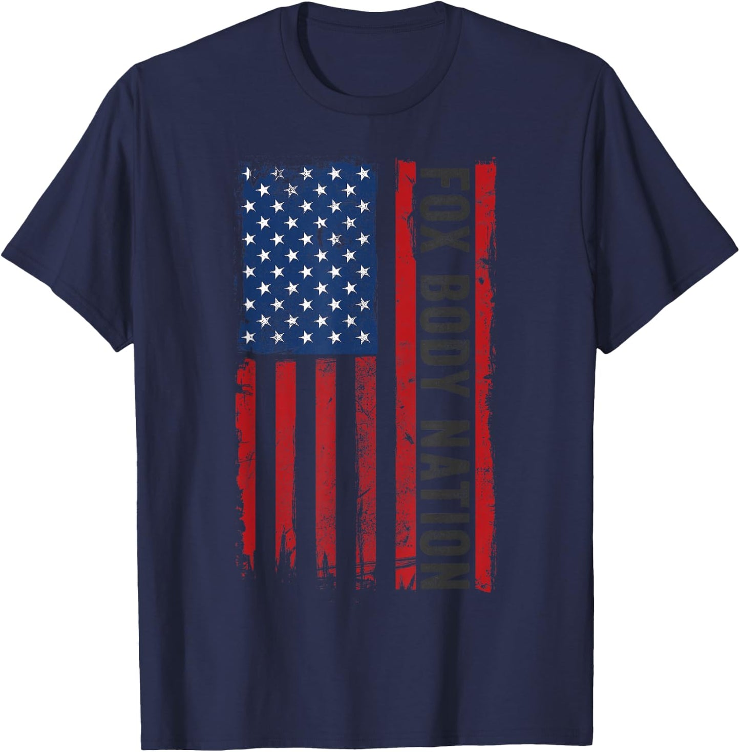 Vintage Foxbody American Flag Stang Muscle Car Gift T-Shirt - T-Shirt | Navy