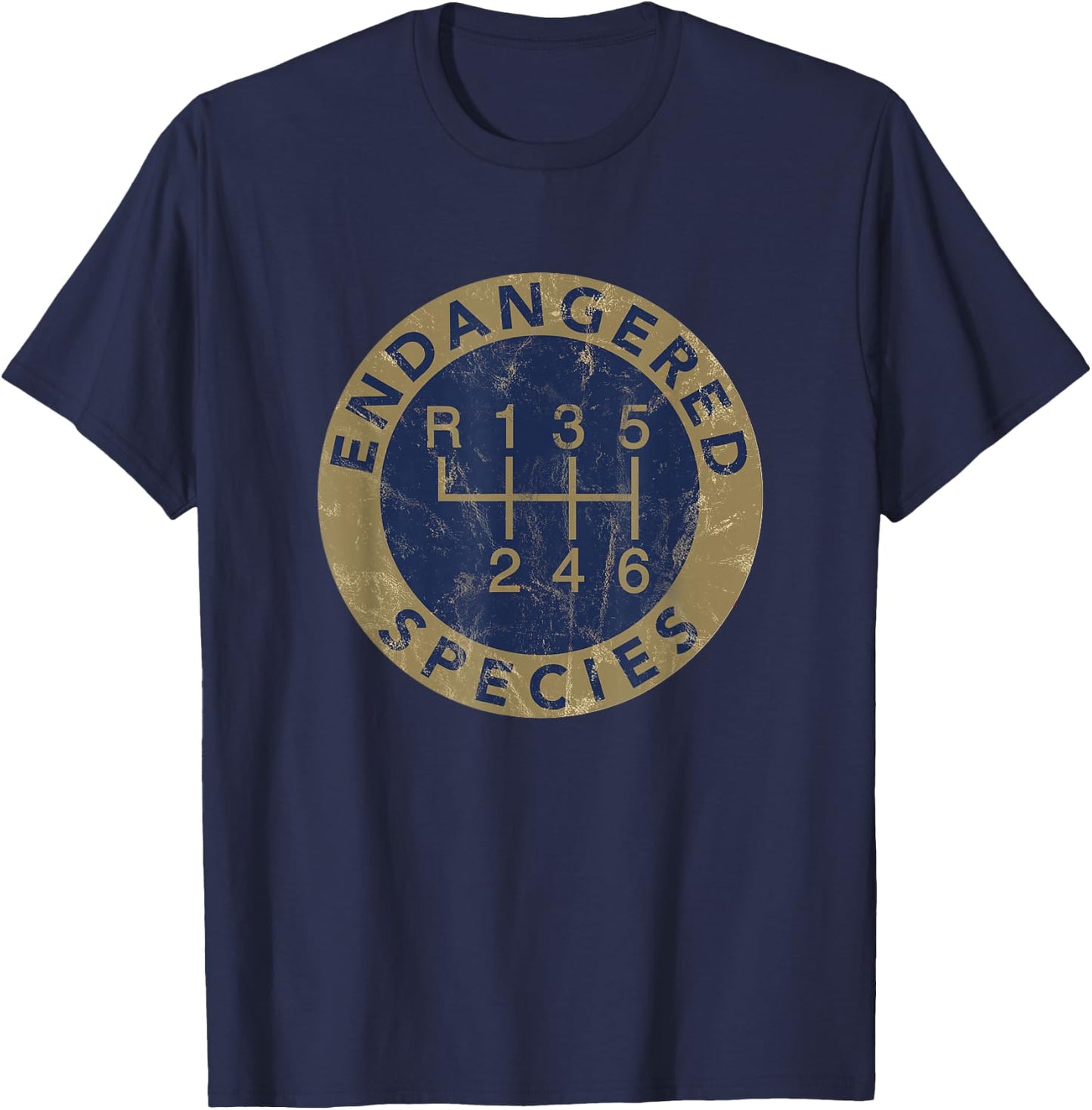 Endangered Species Stick Shift Manual Transmission Drivers T-Shirt - T-Shirt | Navy