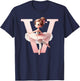 Ballerina Girl Dancing Name First Letter V Girly Tutu Ballet T-Shirt - T-Shirt | Navy