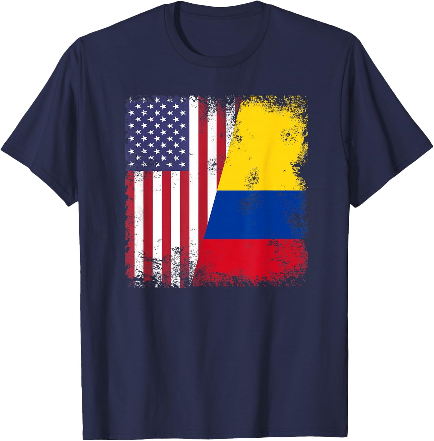 Half Colombian Flag | Vintage Colomobia USA Gift T-Shirt - T-Shirt | Navy