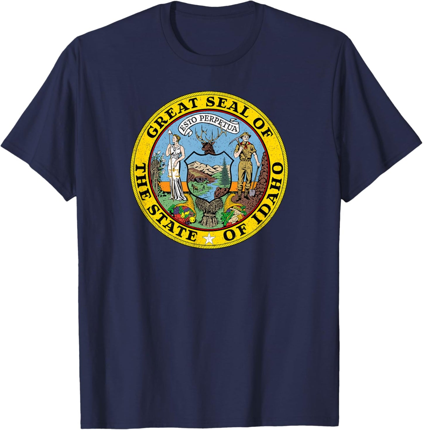 Idaho State Seal Flag T-Shirt - T-Shirt | Navy