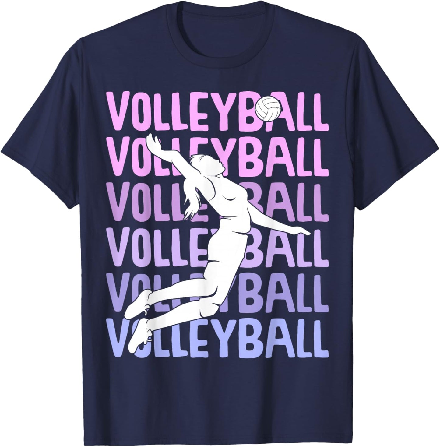 Volleyball Girls Kids Women T-Shirt - T-Shirt | Navy