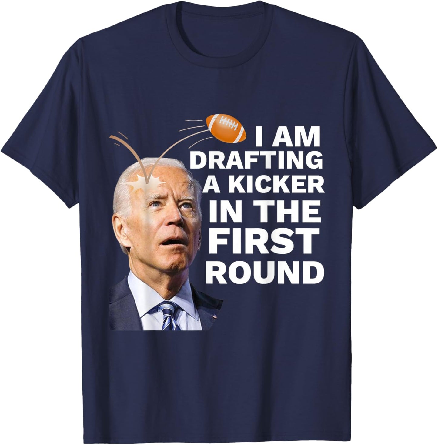 Confused Drafting Kicker Funny Fantasy Football Draft Party T-Shirt - T-Shirt | Navy