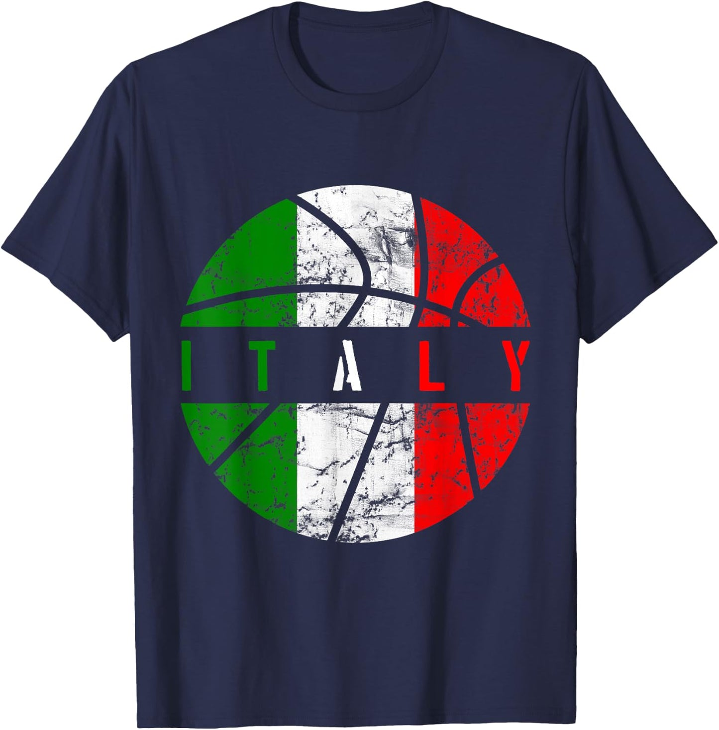 Italy Flag Basketball Italian Team Fan Lover T-Shirt - T-Shirt | Navy