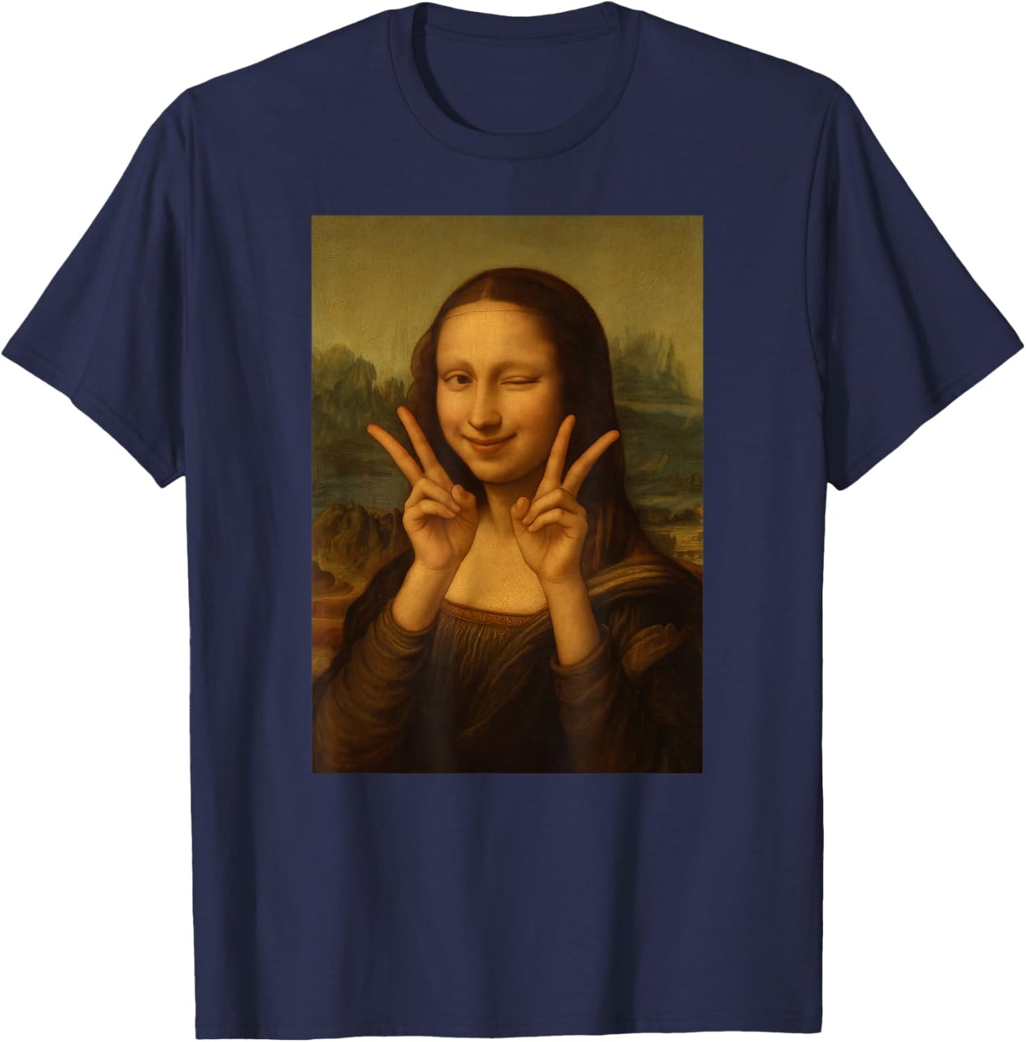 Cute Monalisa Painting Kpop Kdrama Men Women Kids T-Shirt - T-Shirt | Navy