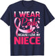 I Wear Pink For My Niece Breast Cancer Awareness Butterfly T-Shirt - T-Shirt | Navy
