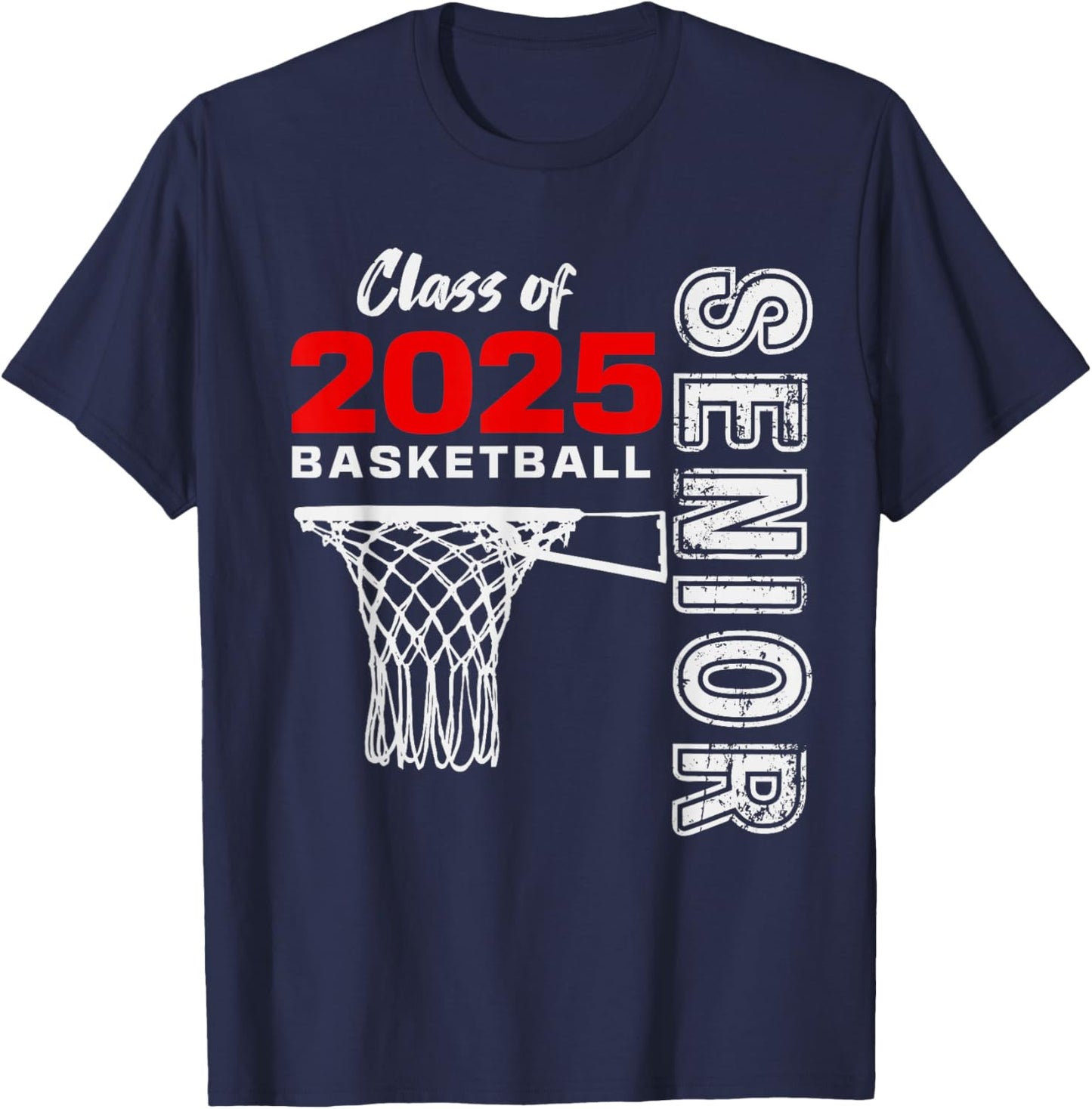 Basketball Senior Matching Class of 2025 Senior Basketball T-Shirt - T-Shirt | Navy