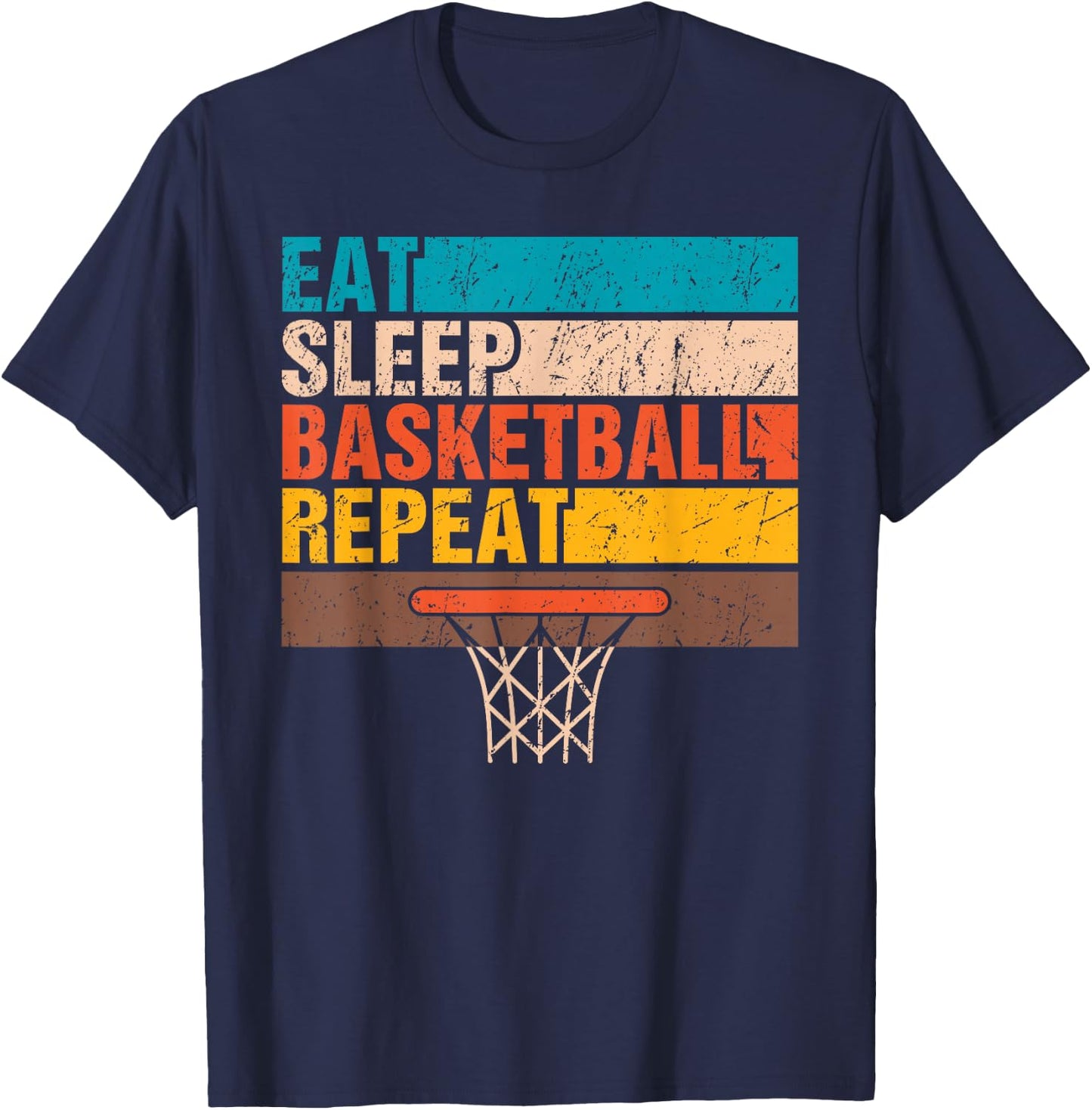 Eat. Sleep. Basketball. Repeat. Basketball Youths Teen Bball T-Shirt - T-Shirt | Navy