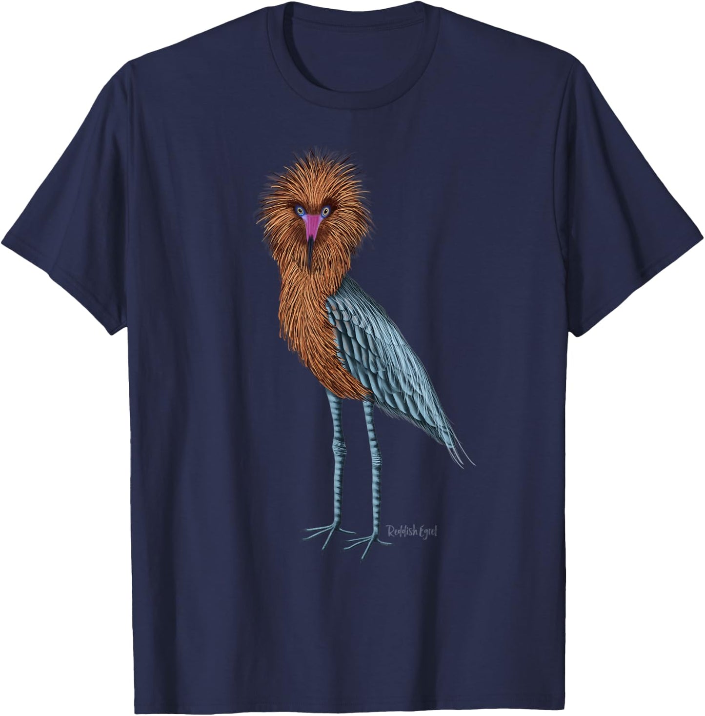 Reddish Egret Heron Art Birder Shirt Wildlife Bird Watching T-Shirt - T-Shirt | Navy