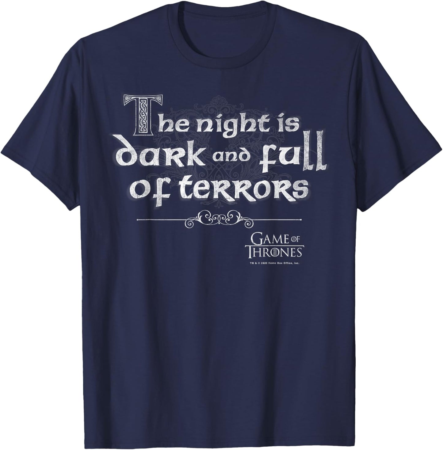 Game of Thrones The Night is Dark and Full of Terrors T-Shirt - T-Shirt | Navy